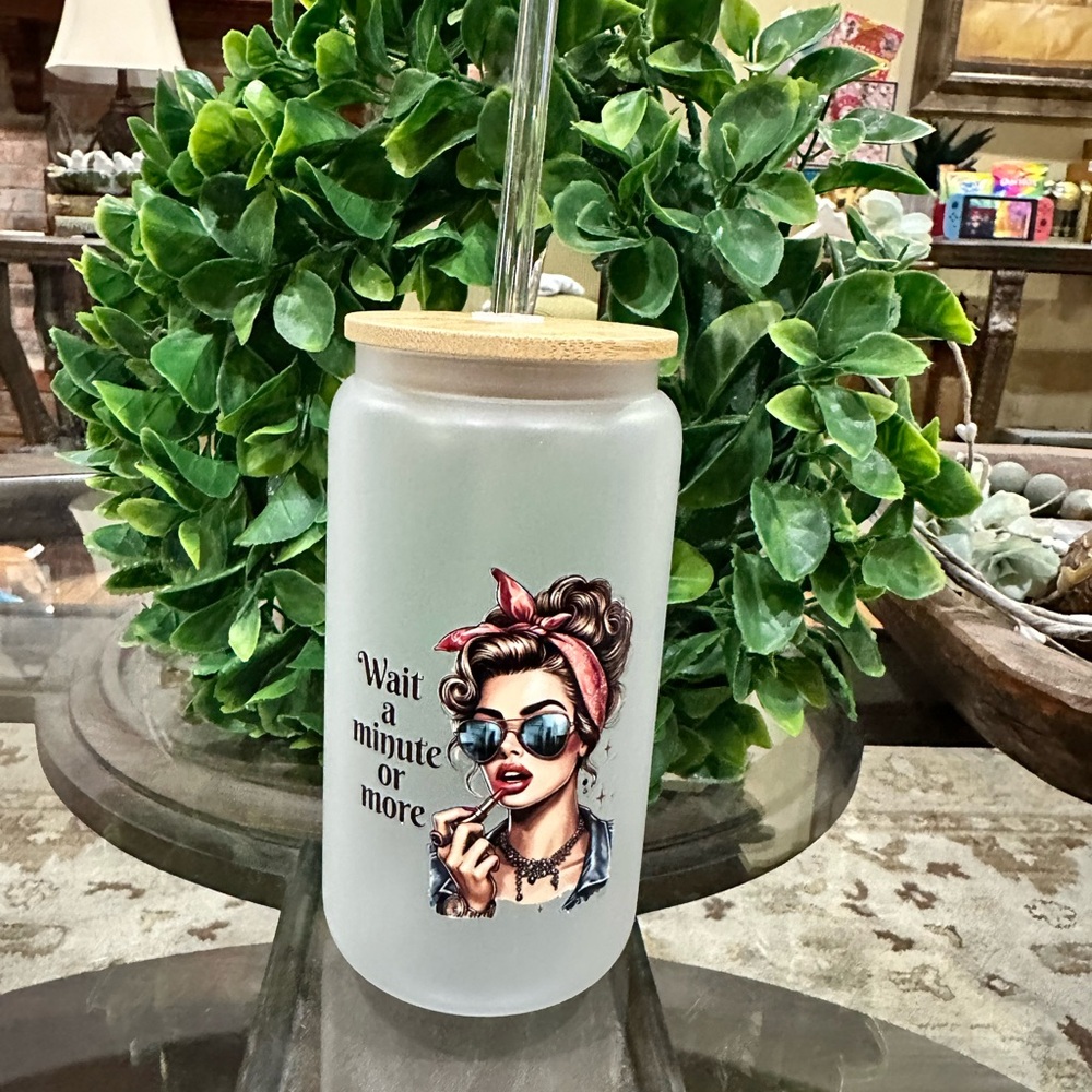 Frosted Glass Tumbler with Retro Design